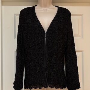 Vintage EUC Alfani Elegant Lined Black Lace Cardigan Size 8